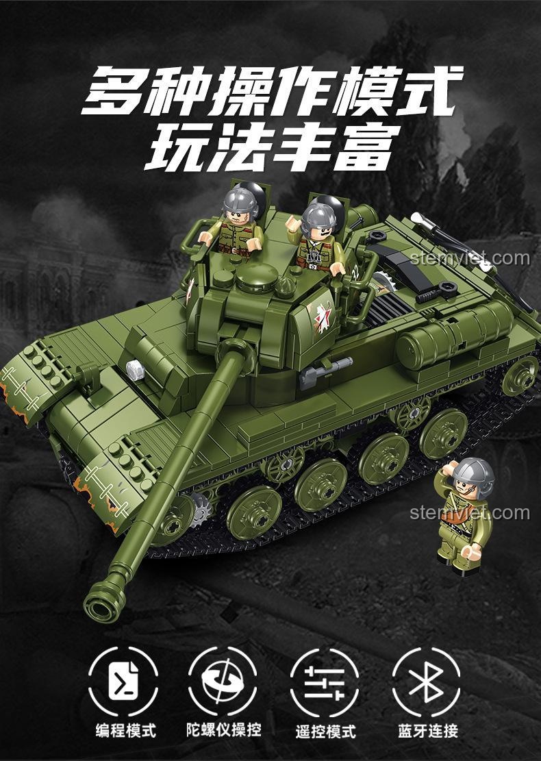 3 minifigure lính đi kèm bộ lắp ráp Panlos Brick 676007 Xe Tăng Stalin II JS-2, đồ chơi mô hình xe tăng quân sự, tăng cường trải nghiệm chơi