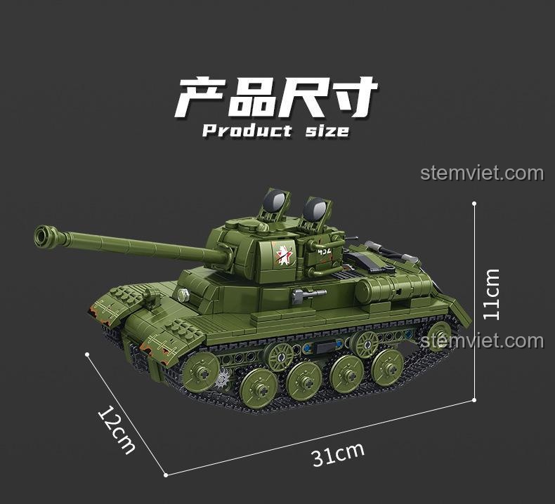 Các tính năng chuyển động của bộ đồ chơi Panlos Brick 676007 Xe Tăng Stalin II JS-2, bao gồm tiến/lùi, xoay trái/phải, tháp pháo xoay 360 độ, đồ chơi xe tăng điều khiển từ xa