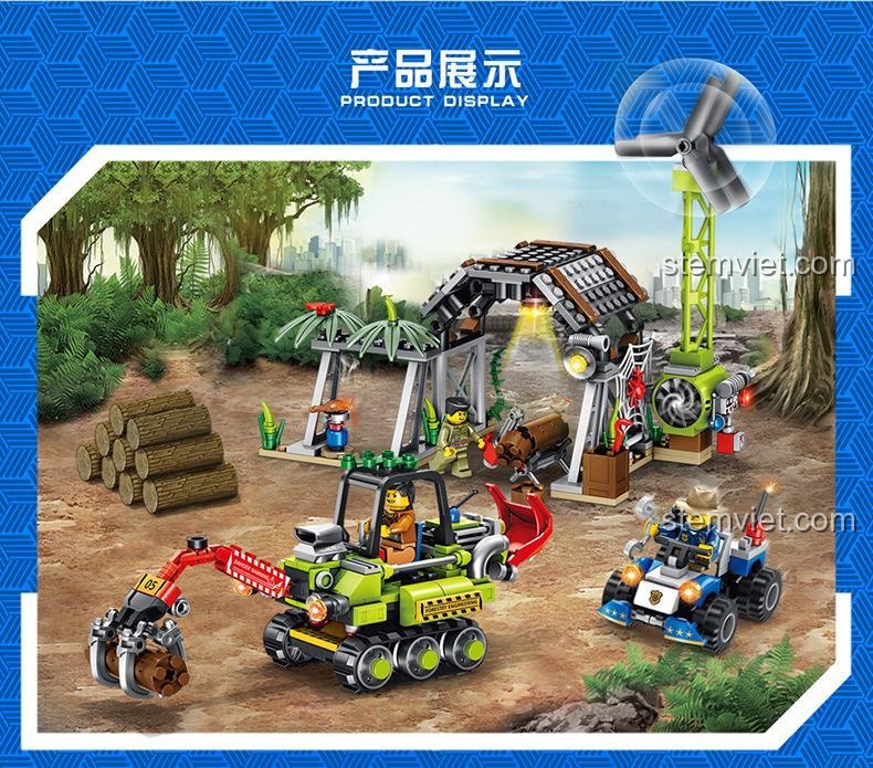 Toàn cảnh bộ đồ chơi lắp ráp Panlos Brick 681005B Đồn Cảnh Sát Chống Phá Rừng, mô hình cảnh sát chống phá rừng, phù hợp bé trai 6 tuổi.