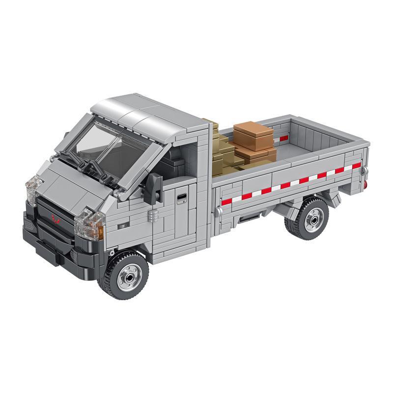 Bộ lắp ghép Xe tải nhỏ Ngũ Lăng Panlos Brick 685009 màu xám, mô hình xe tải Wuling Van chi tiết, phù hợp bé trai 6 tuổi, đồ chơi mô hình giá tốt.