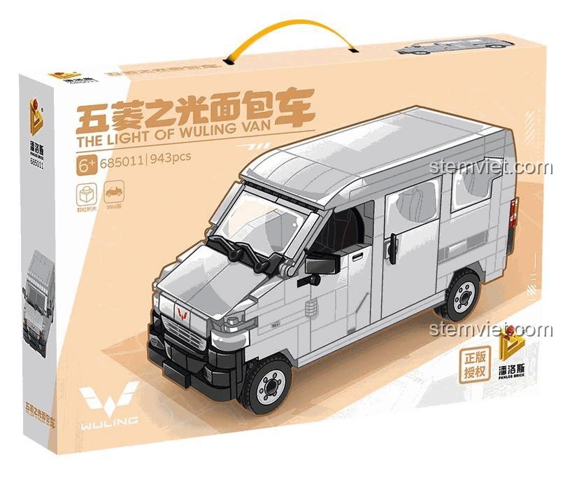 Hộp đồ chơi mô hình Panlos Brick 685011 Xe Bán Tải Wuling Light, 943 mảnh ghép, quà tặng bé trai 6 tuổi, chất lượng cao.