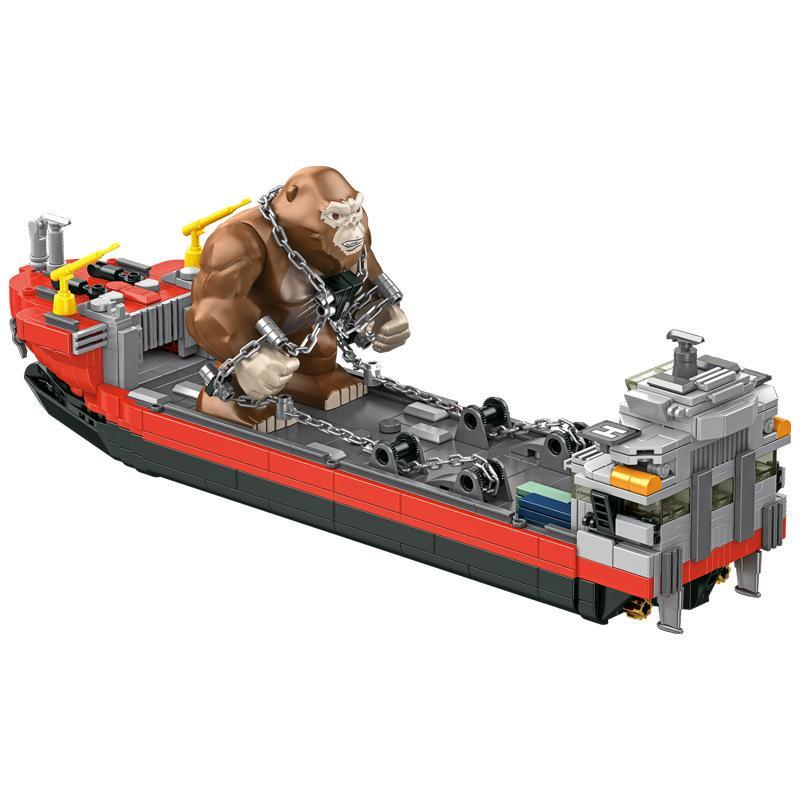 Mô hình bộ lắp ráp Kong và tàu vận chuyển Panlos Brick 687102 cho bé trai 6 tuổi.