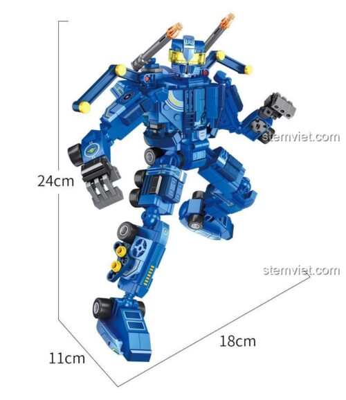 Kích thước đồ chơi mô hình Mecha Công Trình Bão Táp Panlos Brick 689004, cao 24cm, dành cho con trai trên 6 tuổi.