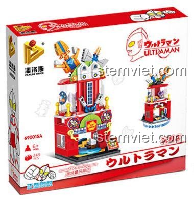 Hộp đồ chơi Panlos Brick 690015A Mô hình phố Ultraman, bộ xếp hình Cửa hàng cà phê Ultraman, chất lượng cao, đáng tiền.