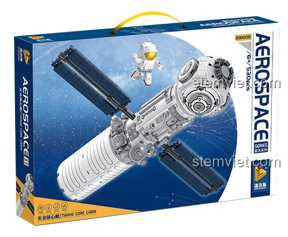Hộp sản phẩm đồ chơi xây dựng Trạm không gian Trung Quốc Panlos Brick 691006, món quà ý nghĩa cho bé trai 6+.
