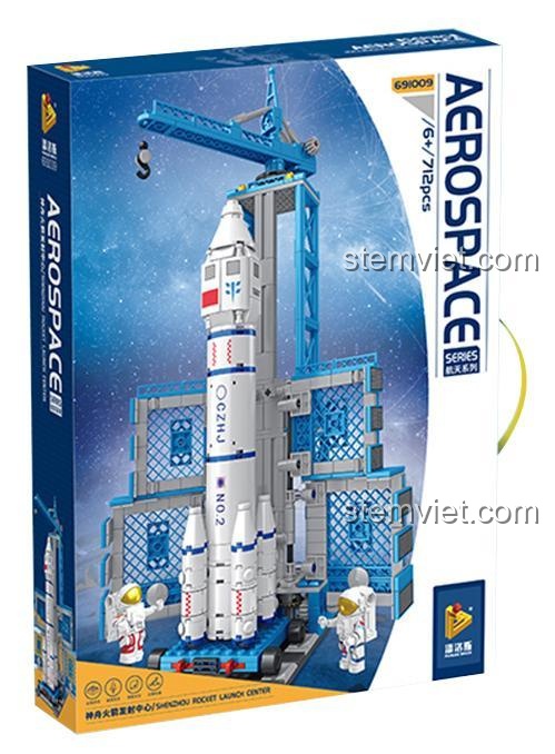 Vỏ hộp đồ chơi xây dựng Bệ phóng tên lửa Thần Châu 691009, 712 mảnh ghép