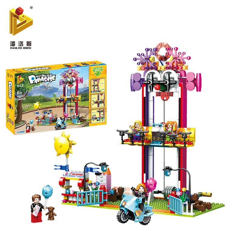 Bộ lắp ghép Panlos Brick 692007 Khu Vui Chơi Kỳ Ảo Tháp Rơi Tự Do Chú Hề, đồ chơi lắp ráp cho bé gái 6 tuổi, giá tốt, hộp sản phẩm