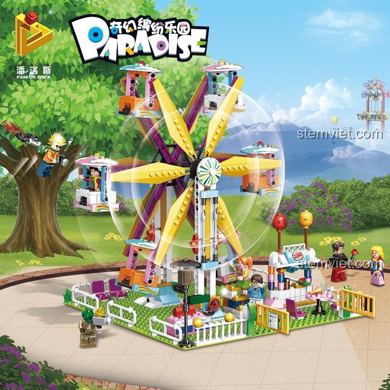 Bộ xếp hình Panlos Brick 692009 Vòng quay Ferris lãng mạn, đồ chơi phát triển trí tuệ cho bé gái 6 tuổi đáng tiền