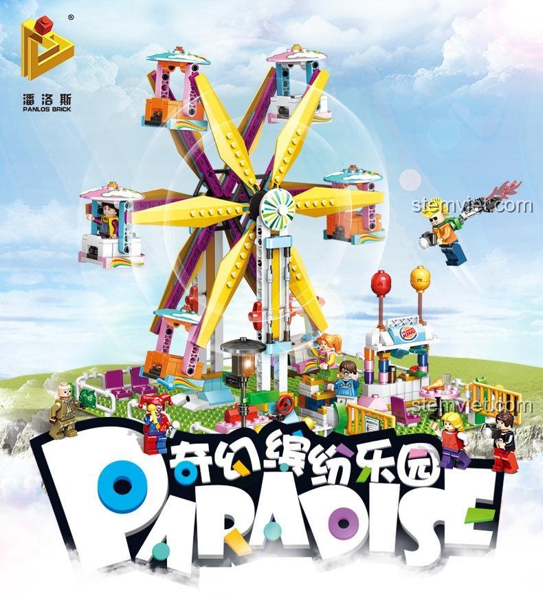 Đồ chơi lắp ráp Panlos Brick 692009 Vòng quay lãng mạn, công viên giải trí kỳ ảo cho bé gái 6 tuổi chất lượng cao