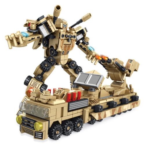 PanlosBrick 620004 Xe tăng chiến đấu Super Warrior 8 trong 1, Bộ lắp ráp quân sự cho bé trai 6 tuổi, Lắp ráp 8 mẫu khác nhau, Màu vàng, Tương thích LEGO®