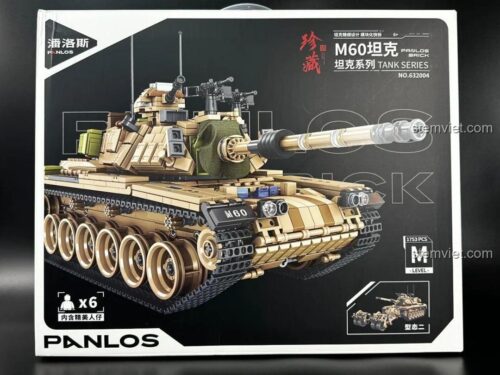 Hộp sản phẩm bộ đồ chơi PanlosBrick 632004 Xe Tăng M60 Magach Israel với 1753 chi tiết và 6 minifigure, phù hợp bé trai 6 tuổi.