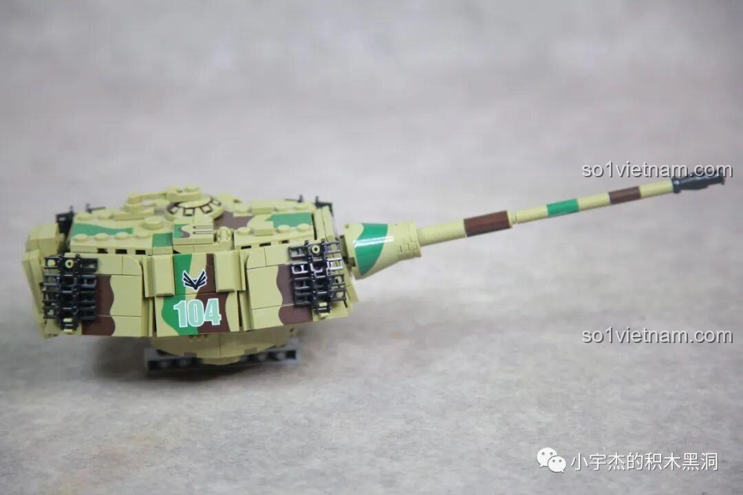 Khẩu pháo tháp Henschel của PanlosBrick 632016 Xe Tăng Hạng Nặng Hổ Vương, mô hình quân sự chi tiết