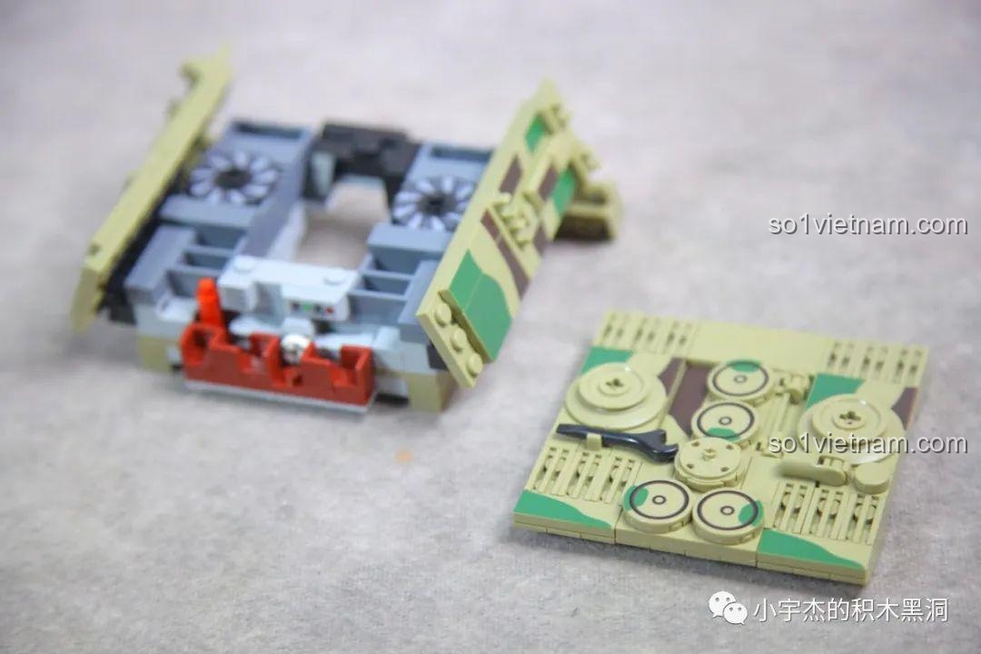 Bánh xích đã được lắp hoàn chỉnh trên mô hình PanlosBrick 632016 Xe Tăng Hạng Nặng Hổ Vương, hoạt động mượt mà