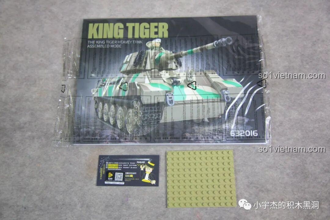 Đóng gói bên trong của bộ đồ chơi PanlosBrick 632016 Xe Tăng Hạng Nặng Hổ Vương, các túi mảnh ghép được phân loại