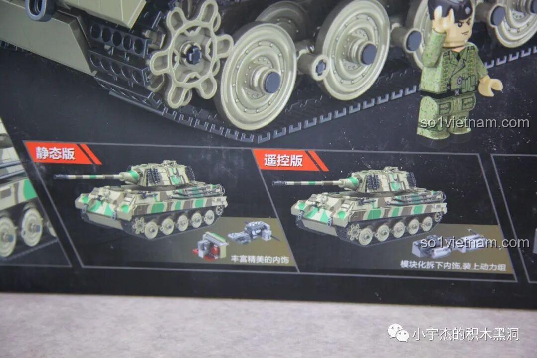 Mặt sau của mô hình PanlosBrick 632016 Xe Tăng Hạng Nặng Hổ Vương, chi tiết tinh xảo, đồ chơi lắp ráp cho bé trai