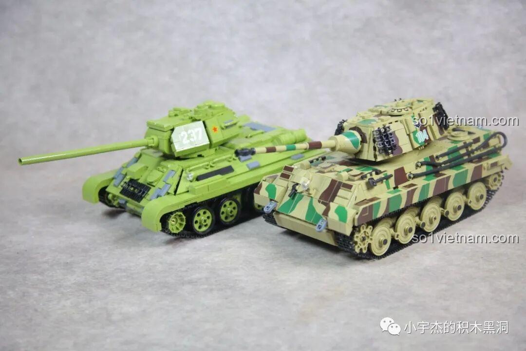 Các loại mũ và đầu minifigure đi kèm bộ PanlosBrick 632016 Xe Tăng Hạng Nặng Hổ Vương, đa dạng trang phục