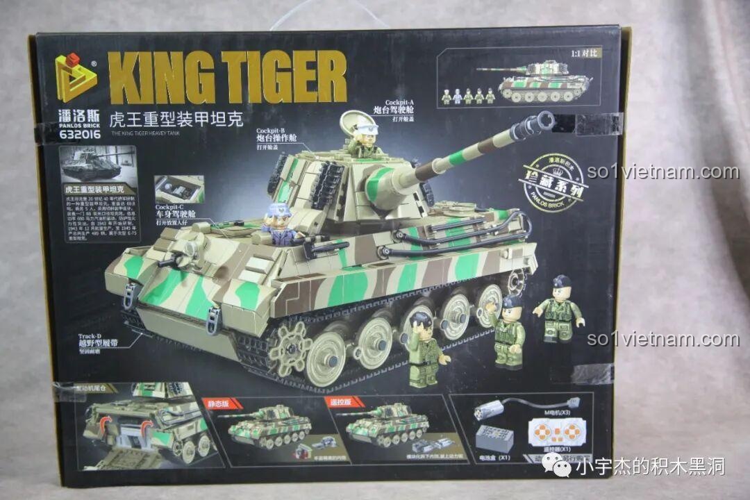 Số chi tiết 1974 mảnh của bộ lắp ghép PanlosBrick 632016 Xe Tăng Hạng Nặng Hổ Vương, đồ chơi mô hình giá tốt