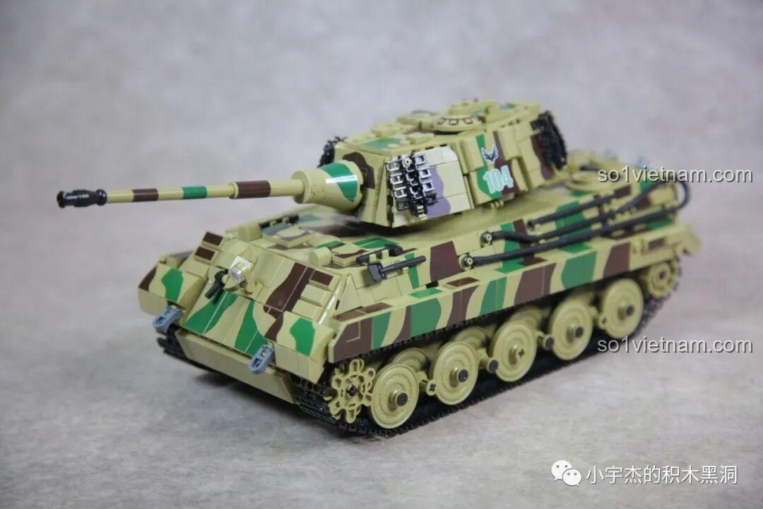 Decal dán trên nòng pháo của PanlosBrick 632016 Xe Tăng Hạng Nặng Hổ Vương, tạo hiệu ứng rằn ri