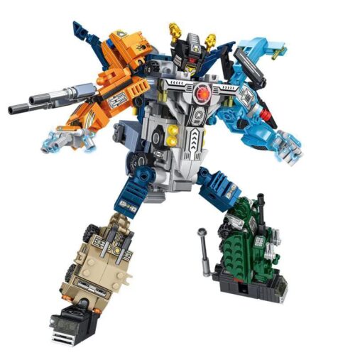 Bộ lắp ghép Robot Quân Sự PanlosBrick 633075, mô hình robot hợp thể khổng lồ màu xanh dương cam, đồ chơi lắp ráp cho bé trai 6 tuổi+, giá tốt.