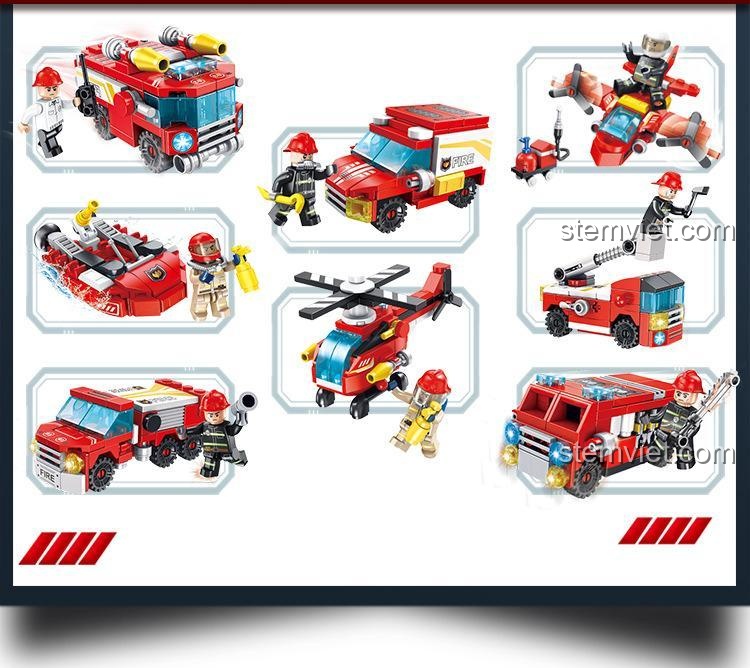 Bộ lắp ghép robot cứu hỏa PanlosBrick 638003 - Các mô hình nhỏ