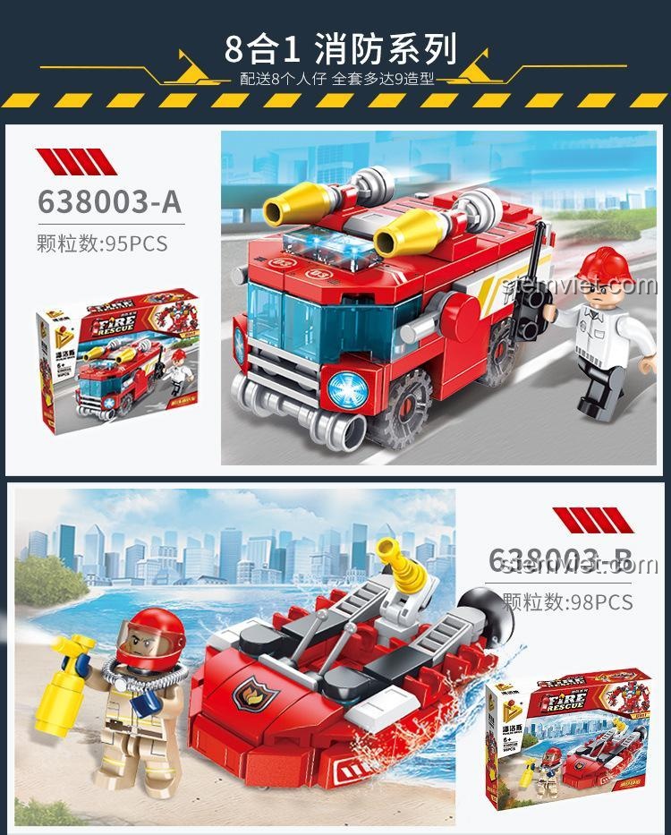 Bộ lắp ghép robot cứu hỏa PanlosBrick 638003 - Kích thước hộp sản phẩm