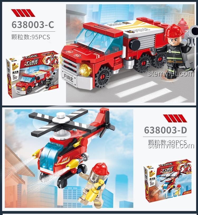 Bộ lắp ghép robot cứu hỏa PanlosBrick 638003 - Mô hình xe cứu hỏa