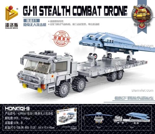 Hộp sản phẩm bộ lắp ghép PanlosBrick 639006 Máy bay không người lái tàng hình GJ-11