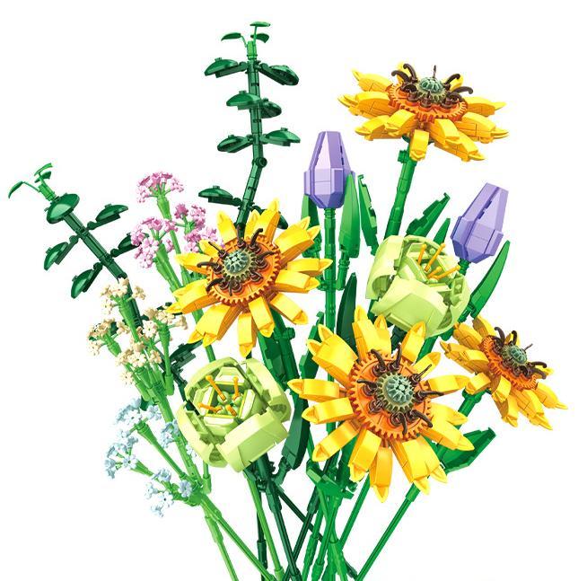 Bó Hoa Lắp Ghép PanlosBrick 655007 rực rỡ sắc màu, đồ chơi lắp ghép Hoa Hướng Dương Lắp Ghép cho bé 6 tuổi, món quà giá tốt, chất lượng cao.
