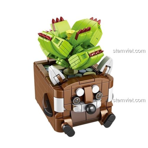 Mô hình cây mọng nước chân gấu PanlosBrick 655011, đồ chơi lắp ráp chậu cây mini cho bé gái, rèn luyện khéo léo.