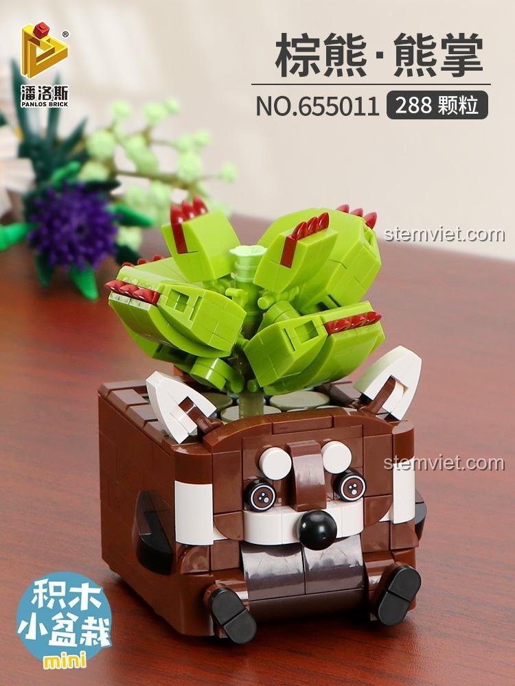 Hộp bộ lắp ráp PanlosBrick 655011 hoa cây mọng nước, đồ chơi xếp hình 288 mảnh ghép, quà tặng độc đáo cho con gái 6 tuổi.
