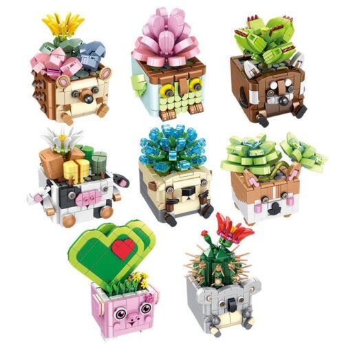 Bộ lắp ráp hoa sen đá PanlosBrick 655012 8 kiểu khác nhau, đồ chơi lắp ráp hoa sen đá cho bé 6 tuổi, giá tốt, phát triển tư duy sáng tạo