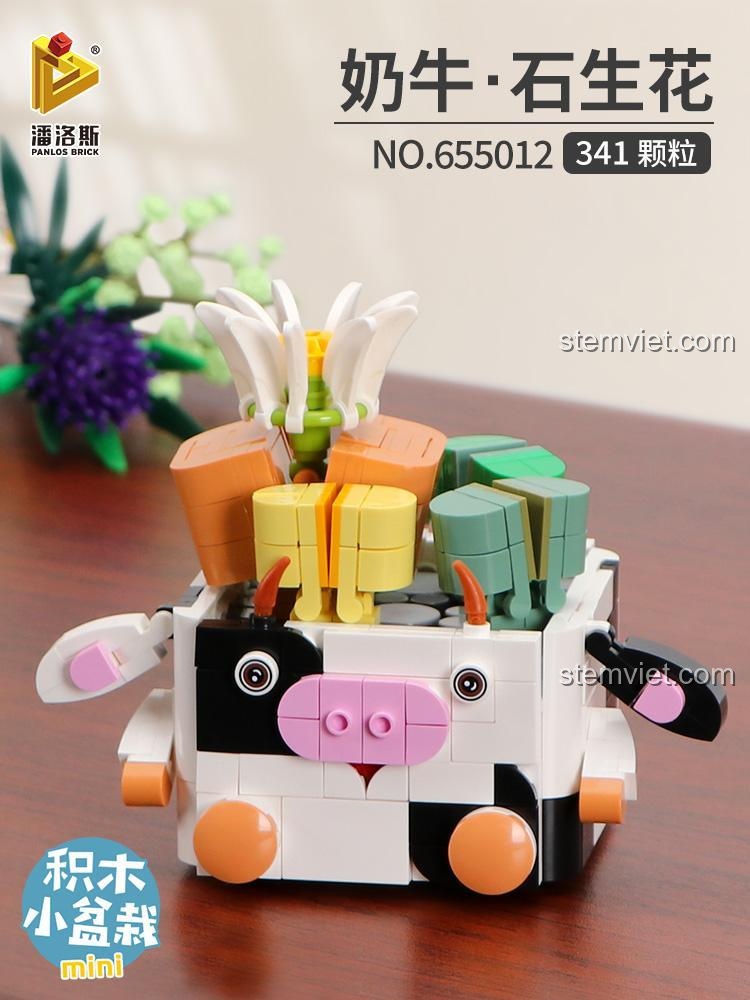 Hộp bộ lắp ráp hoa sen đá PanlosBrick 655012, đồ chơi mô hình hoa sen đá 341 chi tiết, giá rẻ, cho bé 6 tuổi