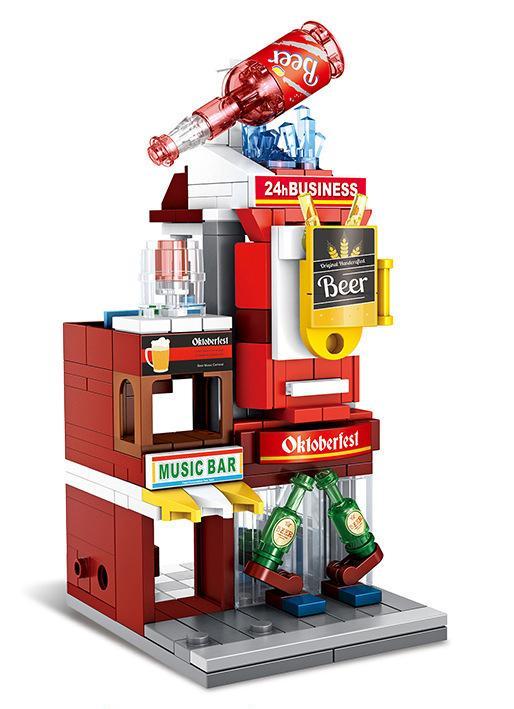 PanlosBrick 657032 Bộ lắp ghép Quán Bar & Cửa hàng Tiện lợi, Đồ chơi xây dựng kiến trúc phố phường cho bé 6 tuổi