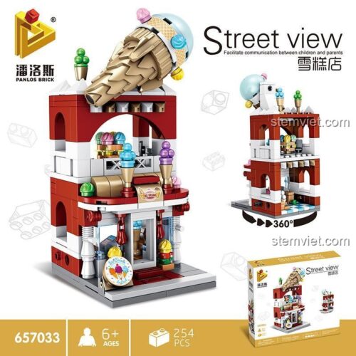 Bộ đồ chơi Panlos Brick 657033 Cửa hàng kem - Góc nhìn từ trên cao