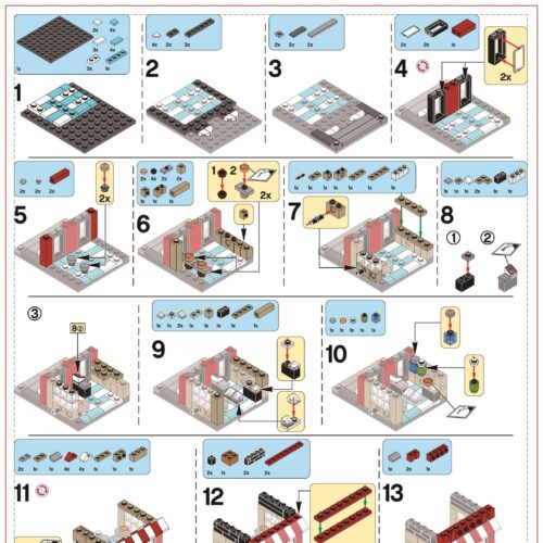 Pizza Store PanlosBrick 657034 sách lắp ghép PanlosBrick 657034 Mô hình cửa hàng