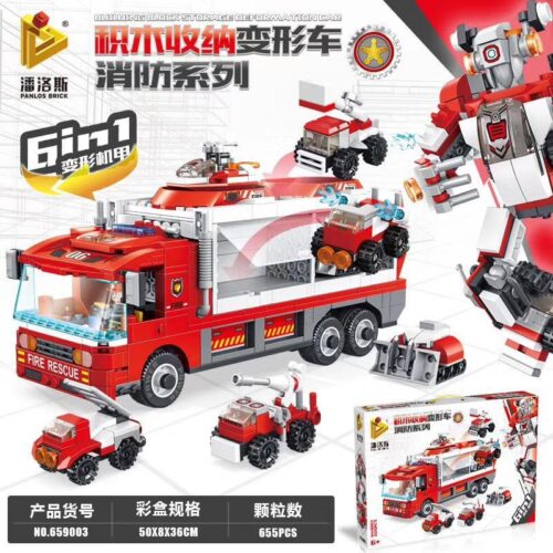 Bộ đồ chơi xe cứu hỏa PanlosBrick 659003 6 trong 1