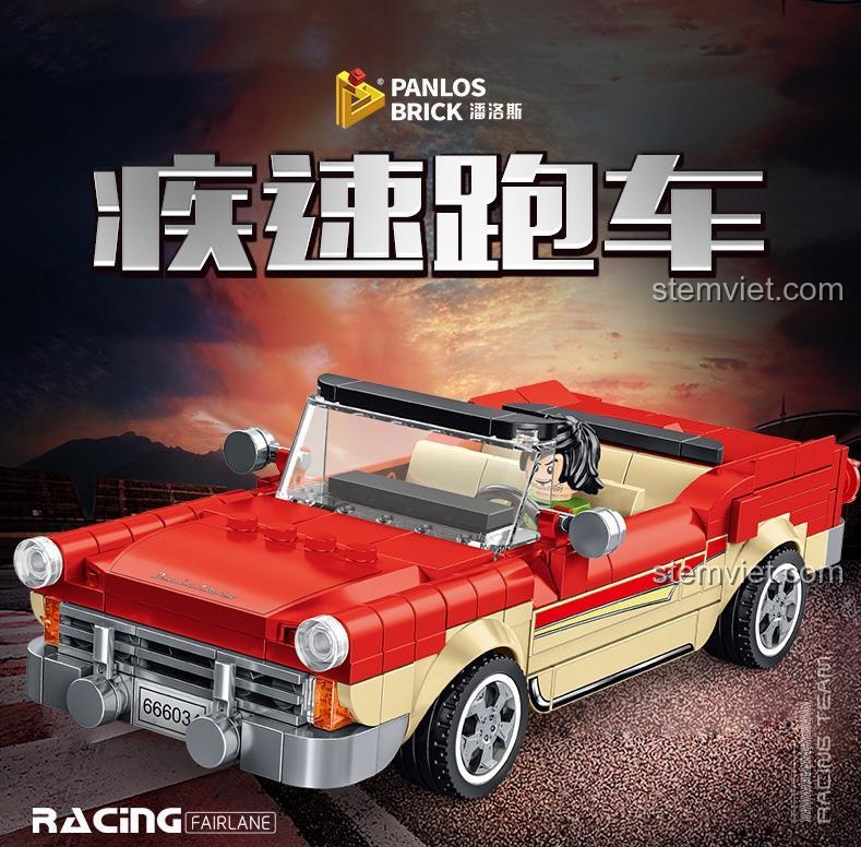 Mô hình xe đua Ford Fairlane màu đỏ PanlosBrick 666034