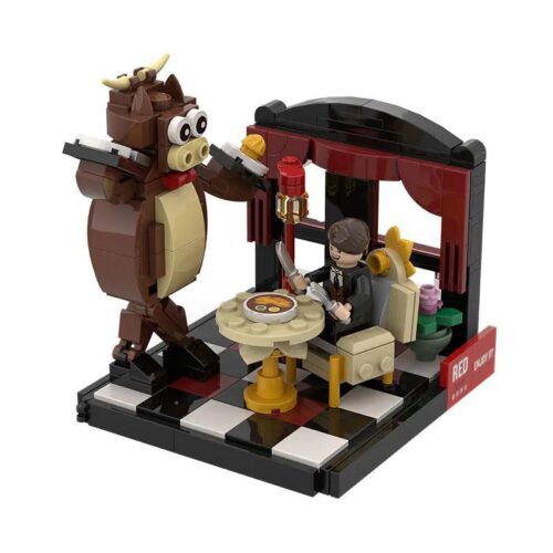 Bộ đồ chơi Pantasy 11006 Nhà hàng Khách sạn Lệ Thụy với minifigure và chú bò phục vụ bàn, cảnh ăn uống ấm cúng, đồ chơi lắp ráp cho bé trai 6 tuổi