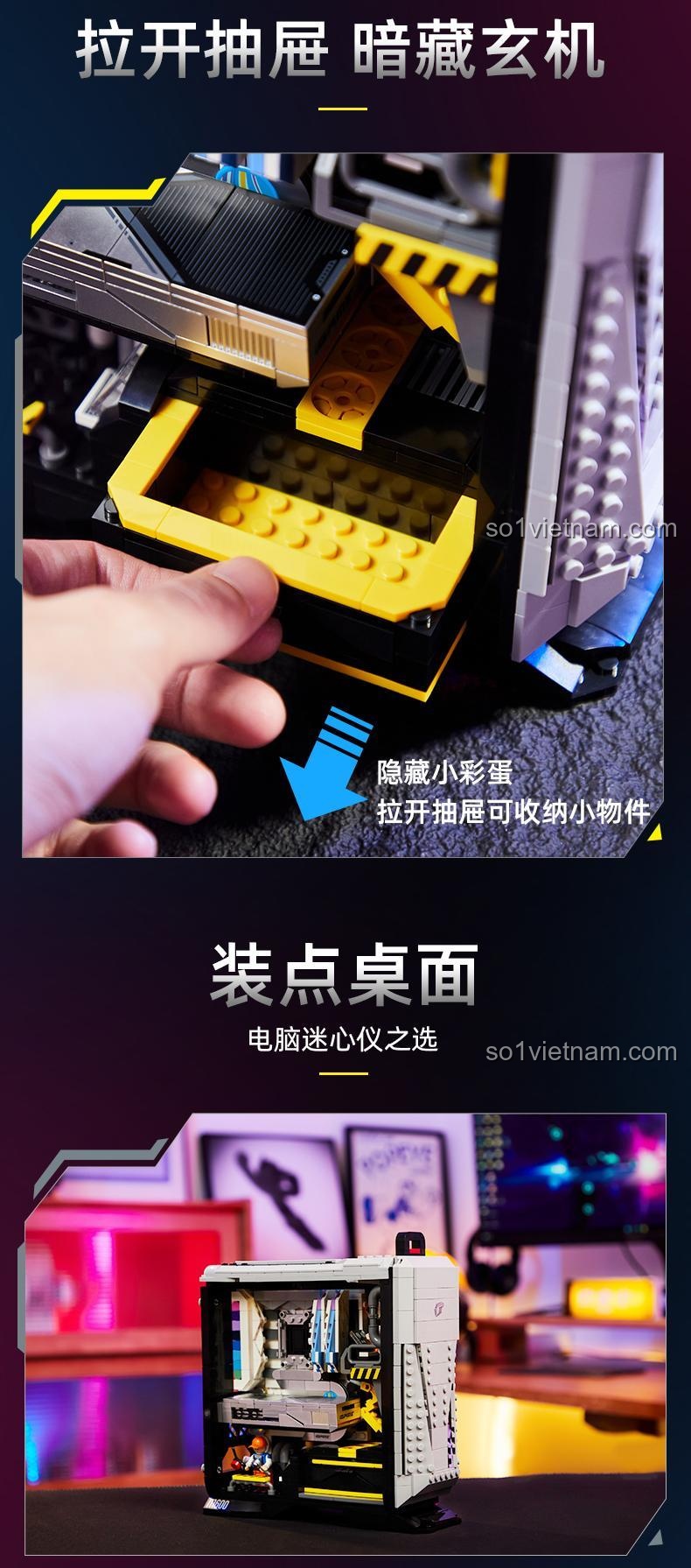 Logo iGame phát sáng trên đồ chơi mô hình Pantasy 11008 Máy tính iGame Kỳ Thú, điểm nhấn nổi bật, đồ chơi xếp hình chất lượng cao, giá tốt.