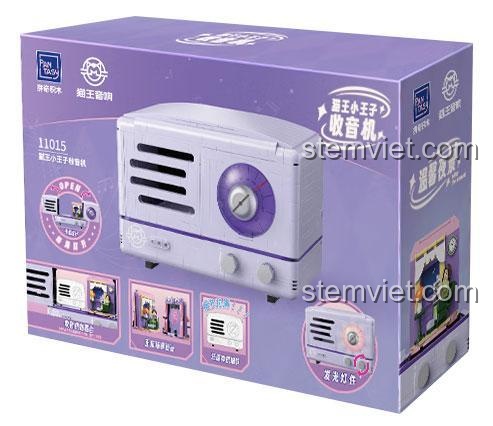 Hình ảnh hộp sản phẩm của bộ đồ chơi Pantasy 11015, hiển thị rõ mô hình Đài Radio Cổ Điển và các tính năng nổi bật như đèn led.