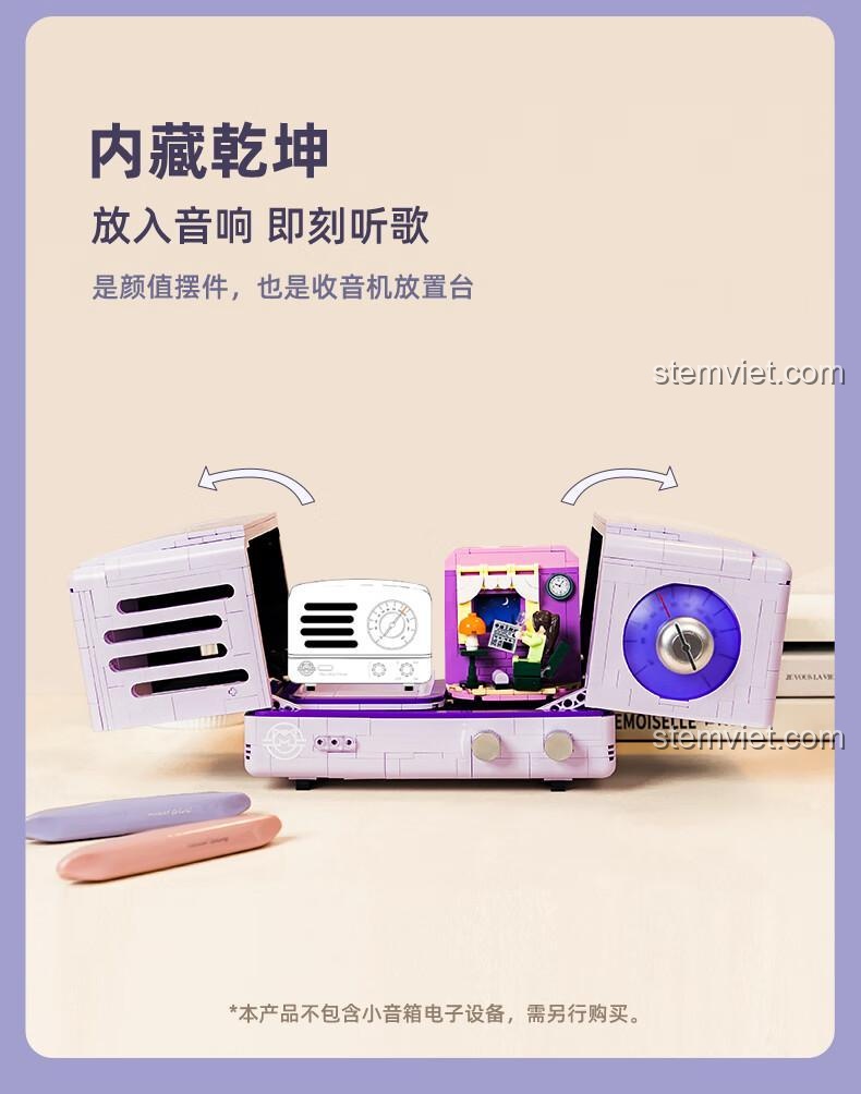 Mô hình Radio Retro 11015 với thiết kế cổ điển, có thể chứa loa bên trong để phát nhạc, một món đồ trang trí đầy phong cách.