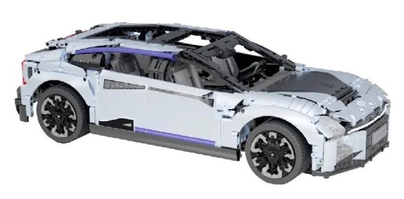 Mô hình xe HiPhi Z Pixel Sci-Fi Car Model màu trắng, tỉ lệ 1:8, 2795 chi tiết, có cửa mở, điều khiển từ xa, dành cho con trai 14 tuổi