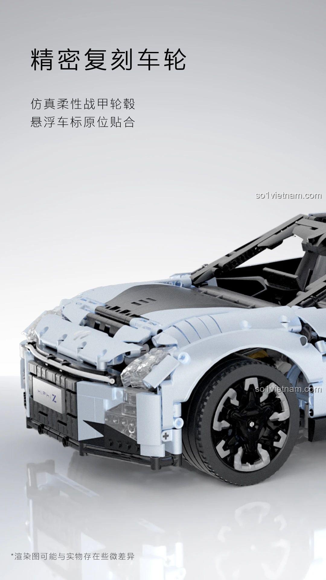 Chi tiết nội thất xe HiPhi Z Pixel Sci-Fi Car Model, bao gồm ghế ngồi và bảng điều khiển