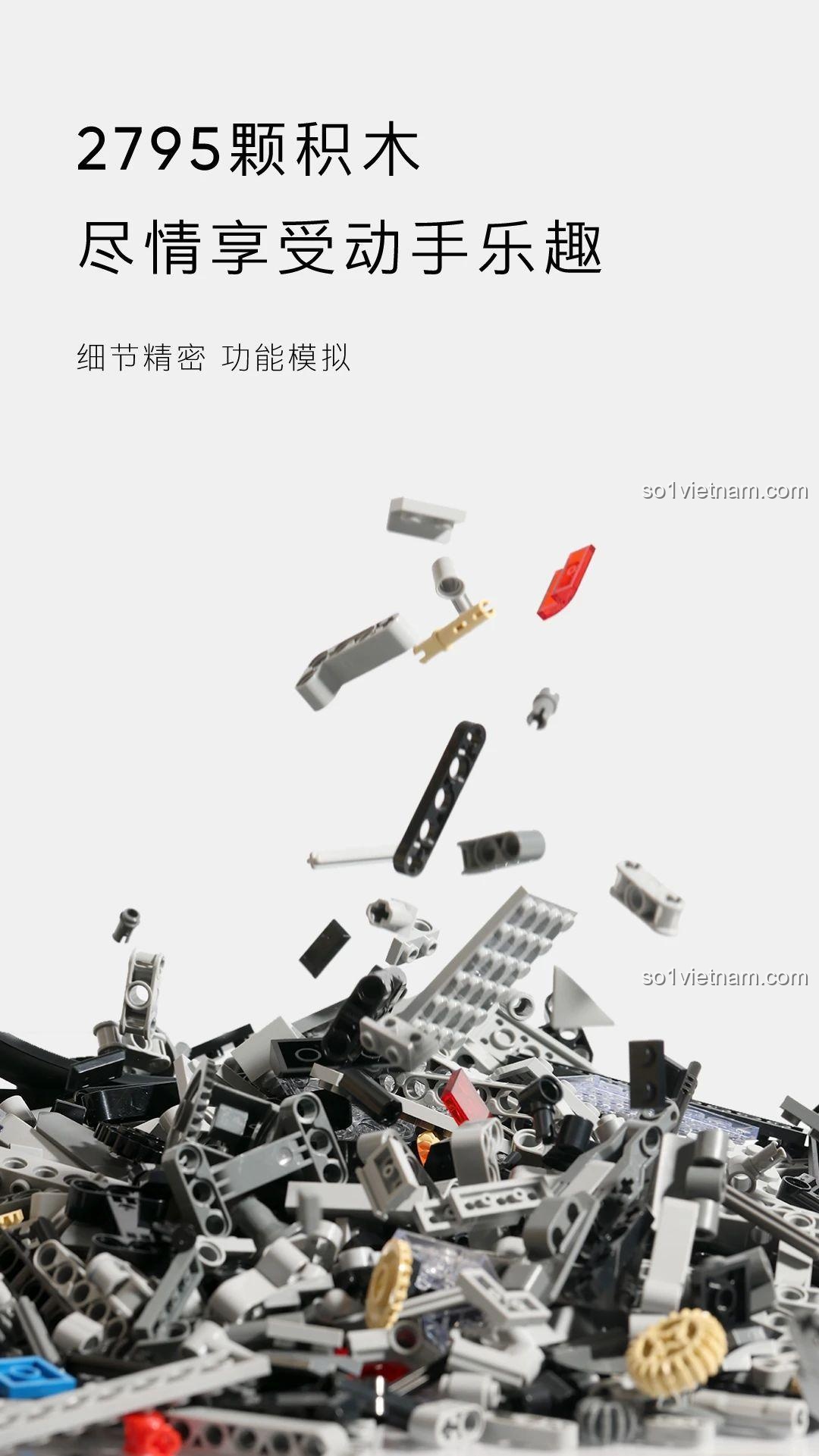 Các chi tiết lắp ráp của bộ đồ chơi HiPhi Z Pixel Sci-Fi Car Model