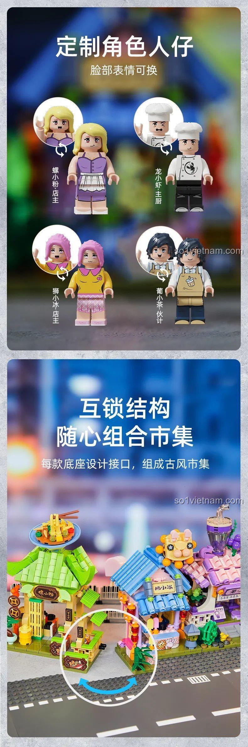 Đồ chơi mô hình Pantasy, Cửa hàng tôm hùm đất cổ trang Pantasy, các minifigure đáng yêu, cho Con gái 6 tuổi, giá trị cao.