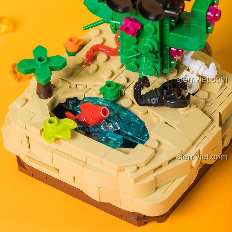 Chi tiết cá nhảy trong bộ lắp ghép Cảnh quan sa mạc Pantasy 61002, đồ chơi lắp ráp Tiên nhân chỉ lộ, mang lại niềm vui sáng tạo.