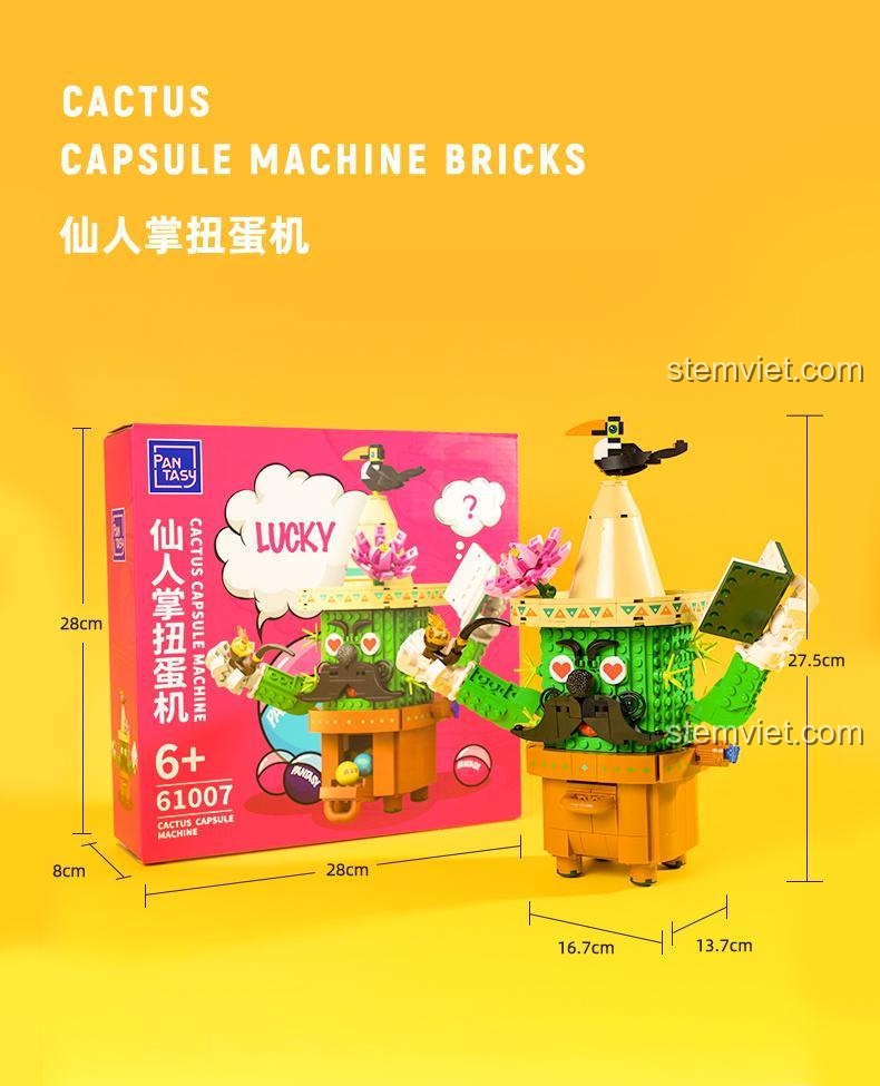 Ảnh hộp và kích thước của sản phẩm Pantasy 61007, món quà lý tưởng cho bé trai và bé gái.