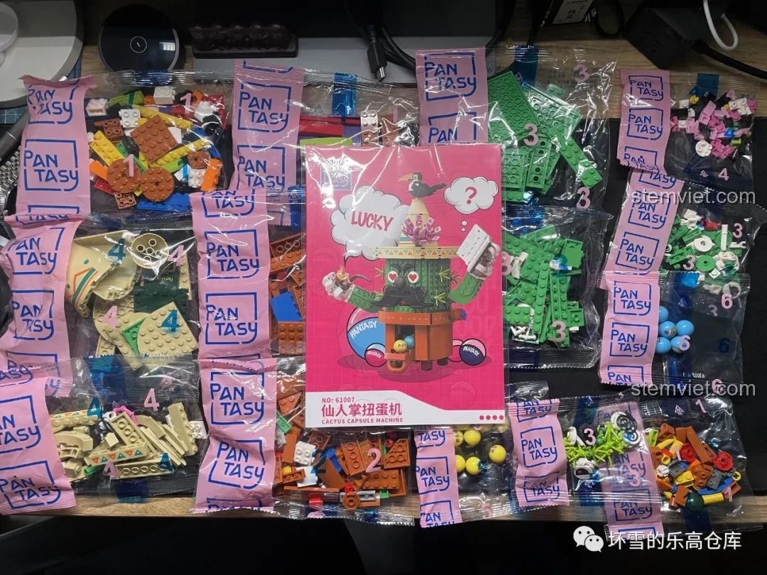 Các túi mảnh ghép Pantasy 61007 Máy Vặn Trứng Xương Rồng Mexico được đánh số thứ tự rõ ràng, giúp bé dễ dàng lắp ráp.