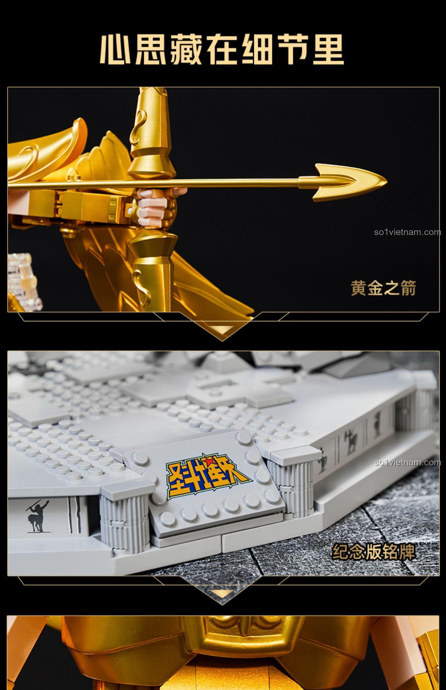 Chi tiết mũi tên vàng của bộ xếp hình Figure Thánh Đấu Sĩ Seiya Pantasy 86601, vũ khí đặc trưng của Cung Thủ Vàng, thiết kế tinh xảo, phù hợp bé trai 6 tuổi.