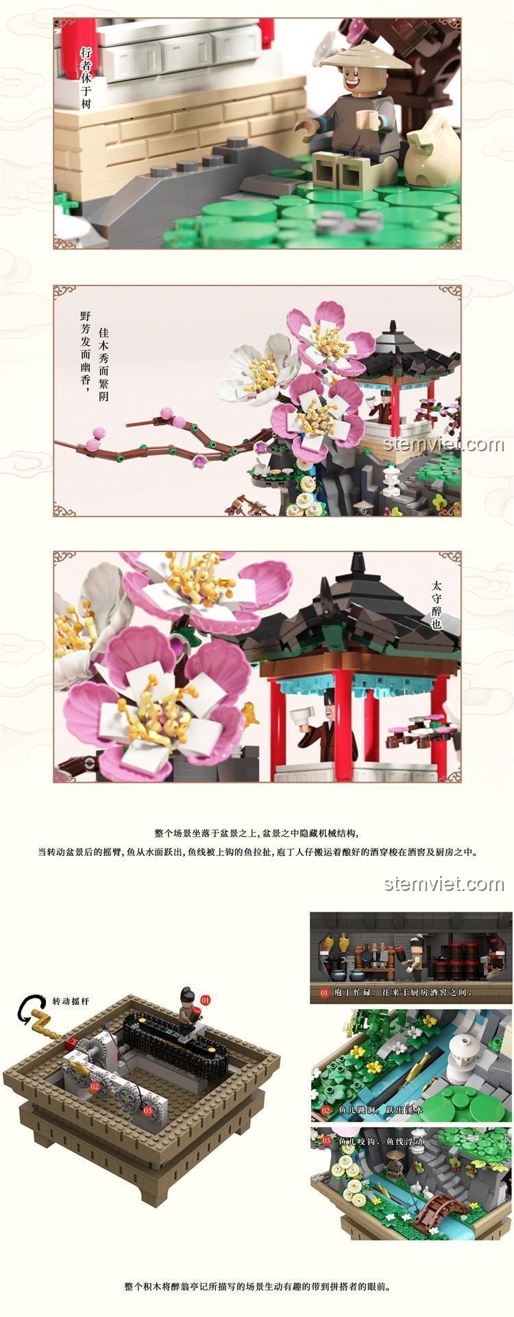 Cận cảnh cơ chế chuyển động cơ học của bộ lắp ráp Mô hình Túy Ông Đình.